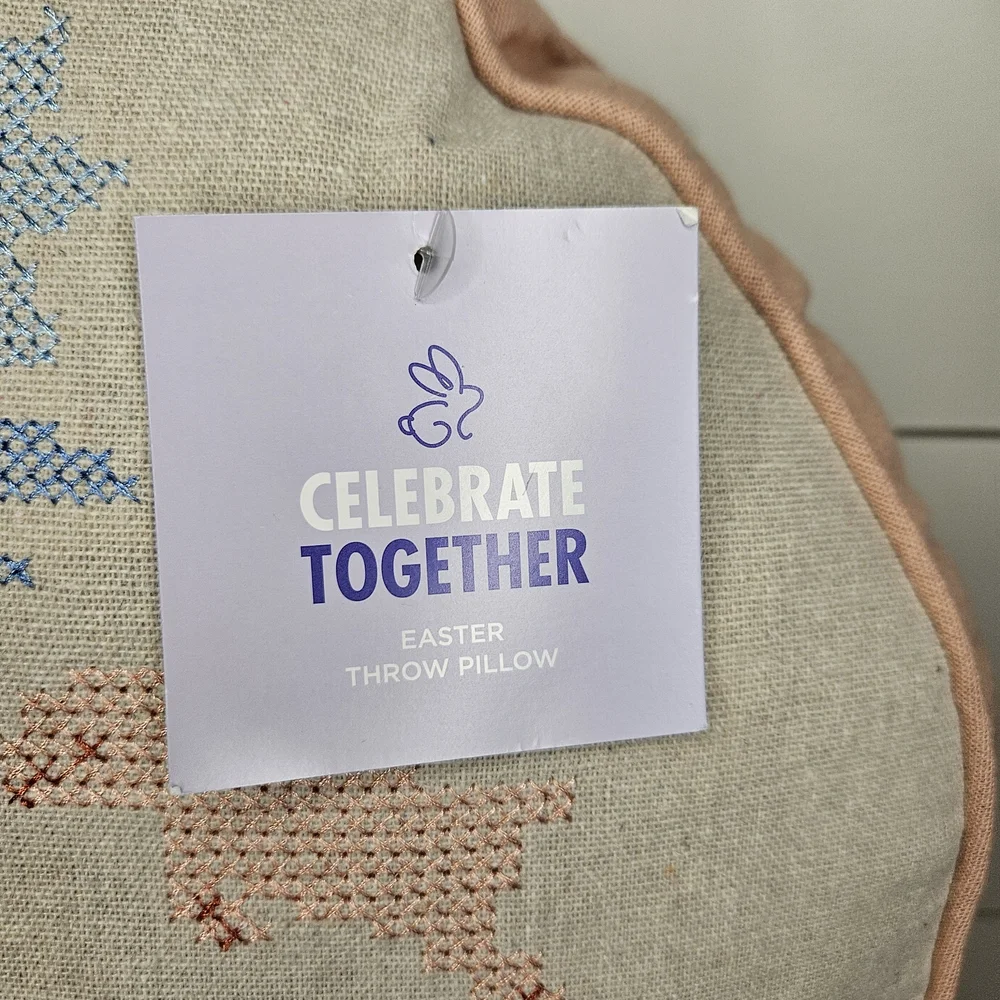 NWT Easter Bunny Cross Stitch Throw Pillow - Celebrate Together